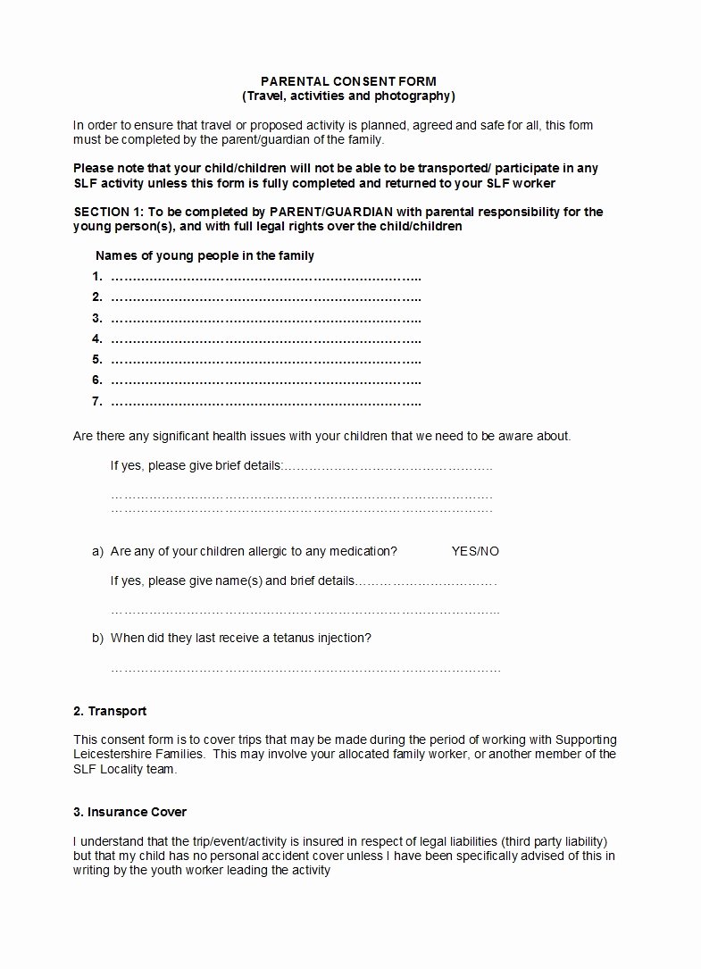Parental Consent form Template Inspirational 50 Printable Parental Consent form &amp; Templates Template Lab