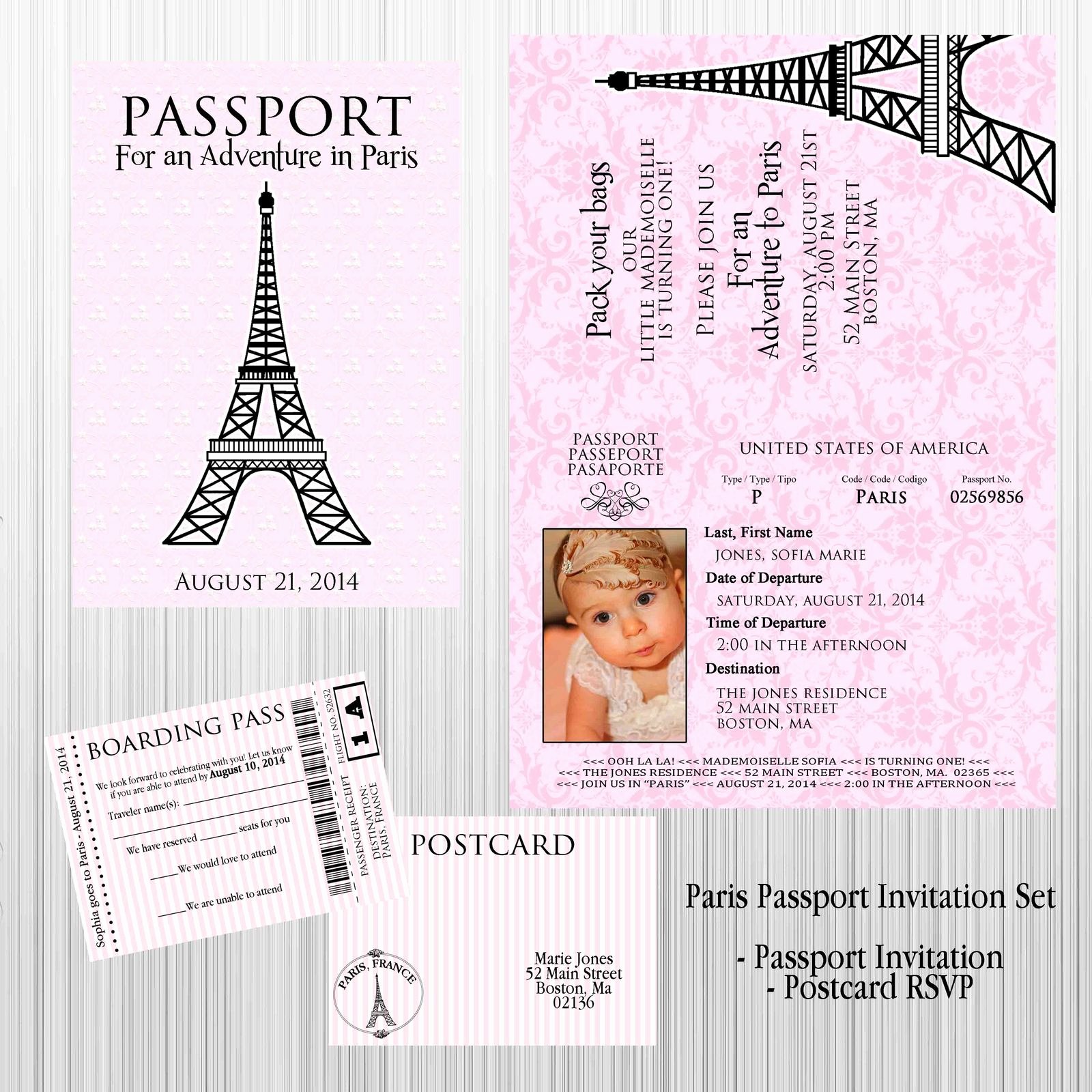 Paris Passport Invitation Template Awesome Paris Passport Birthday Baby Shower Custom and 50 Similar