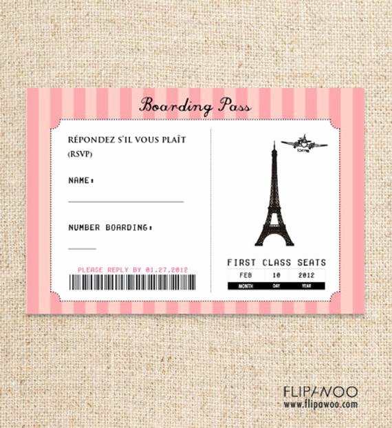 Paris Passport Invitation Template Inspirational Paris Boarding Pass Rsvp Card Design by Flipawoo Passport to