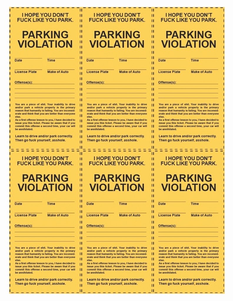 Parking Ticket Template Word Awesome Free Fake Parking Ticket Template
