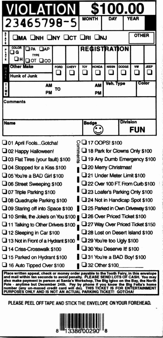 Parking Ticket Template Word Unique Fake Parking Tickets Printable