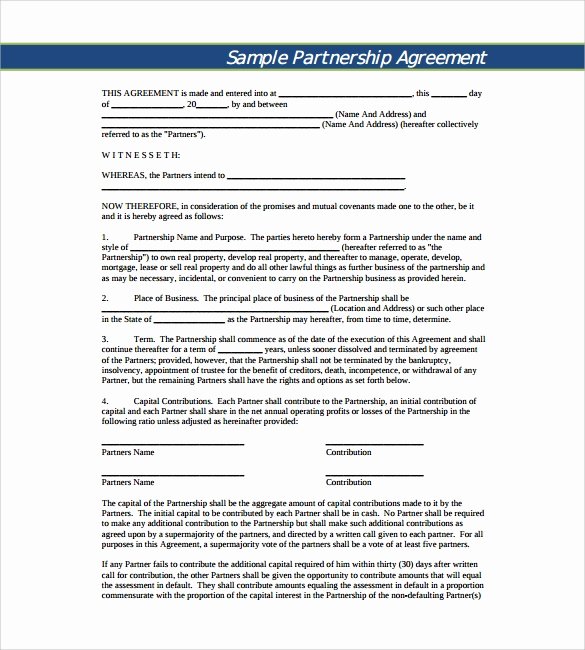 Partnership Agreement Template Pdf Beautiful Business Partnership Agreement 9 Download Documents In