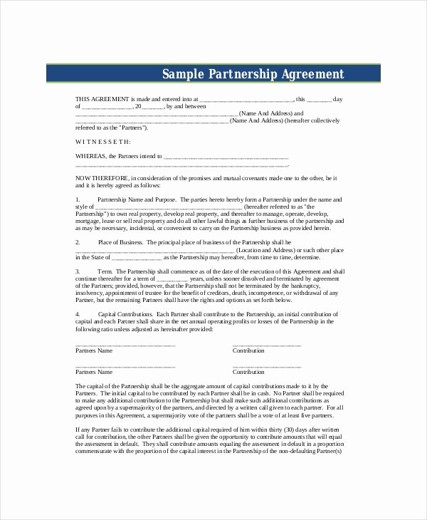 Partnership Agreement Template Pdf Inspirational Business Partnership Agreement 8 Free Pdf Word