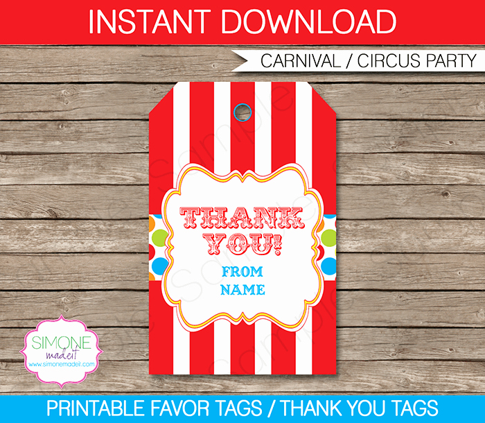 Party Favor Tag Template Inspirational Carnival Party Favor Tags Template