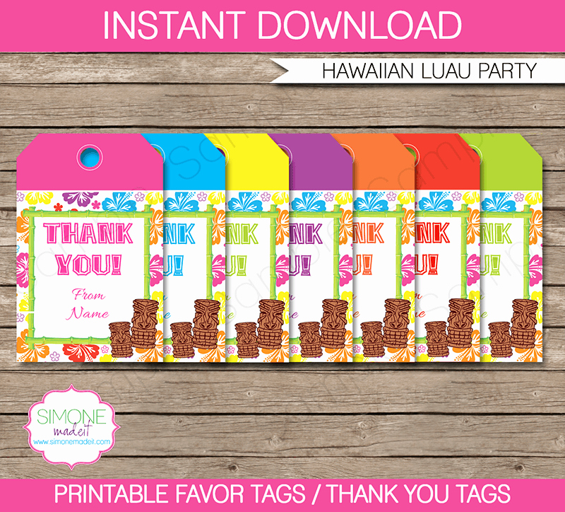 Party Favor Tag Template Luxury Luau Party Favor Tags Thank You Tags