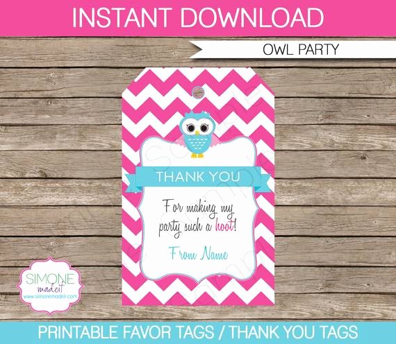 Party Favor Tag Template Luxury Owl Favor Tags Thank You Tags Birthday Party Favors