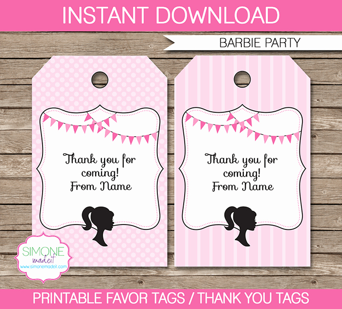 Party Favor Tag Template New Barbie Party Favor Tags Template