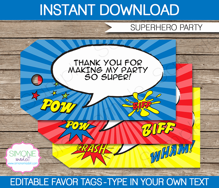 Party Favor Tag Template New Superhero Party Favor Tags Template