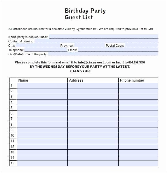 Party Guest List Template Beautiful 10 Party Guest List Templates Word Excel Pdf formats