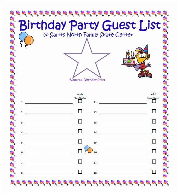 Party Guest List Template Beautiful 9 Guest List Samples