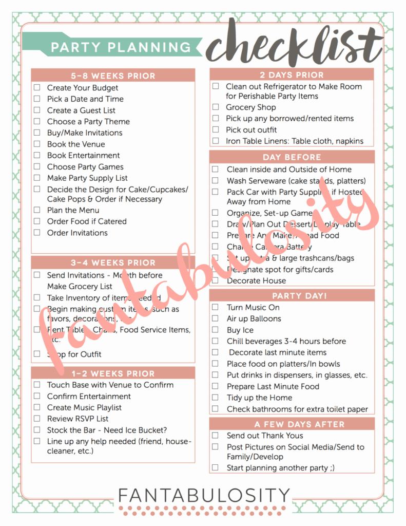 Party Plan Checklist Template Fresh Access My Free Party Planning Checklist Fantabulosity