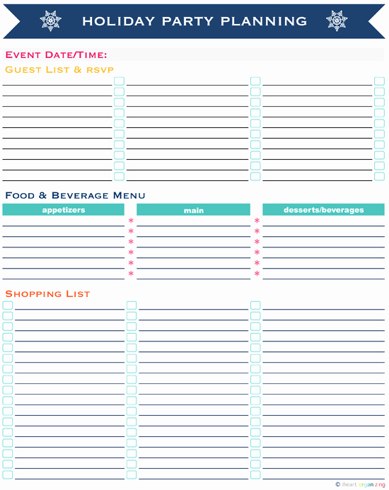 Party Plan Checklist Template Fresh Iheart organizing Holiday Party Planning Tips &amp; A Printable