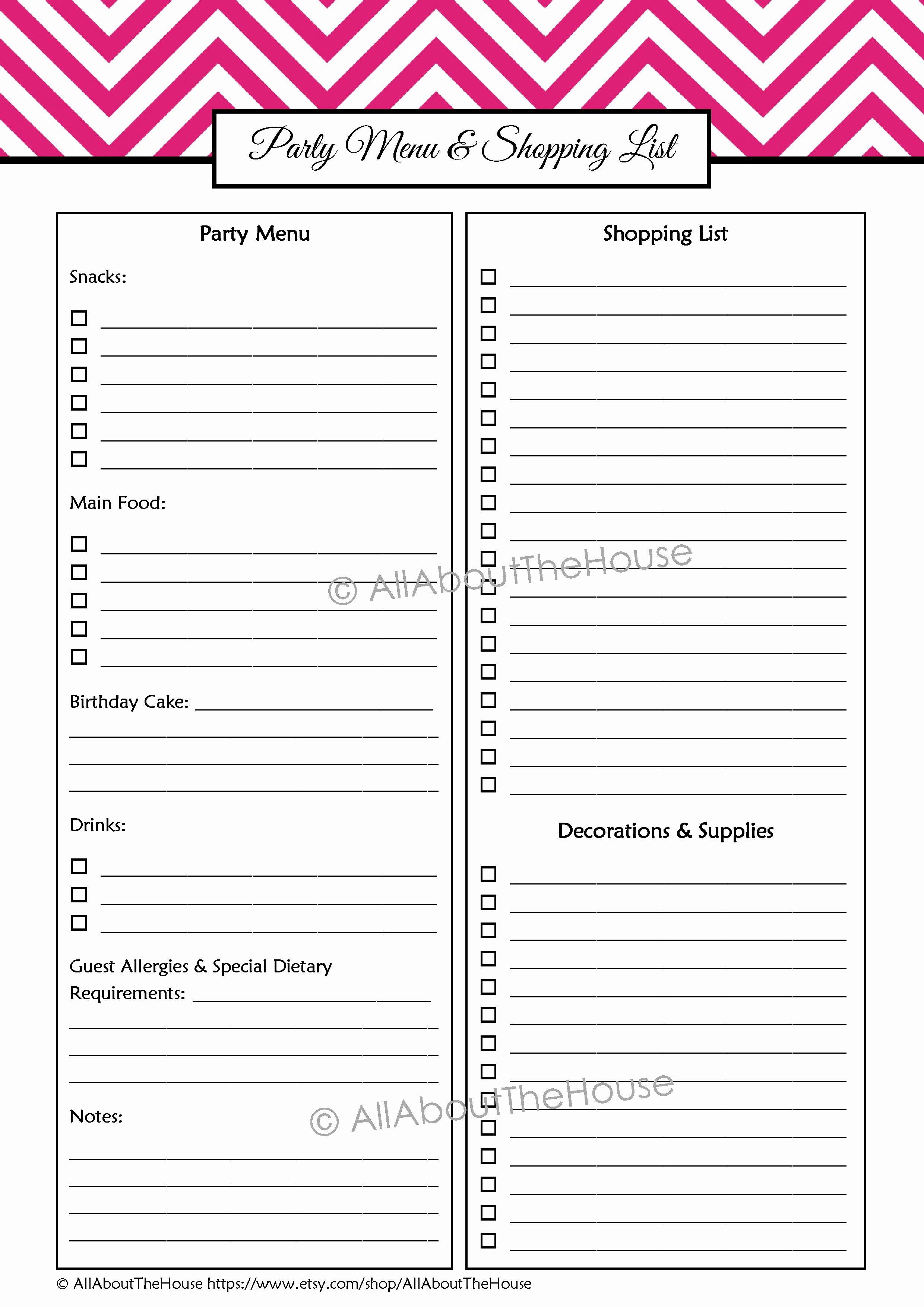 Party Plan Checklist Template Unique Party Planning Printables Kit