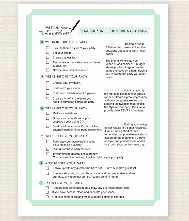 Party Planning Checklist Template Beautiful 11 Free Printable Party Planner Checklists – Tip Junkie