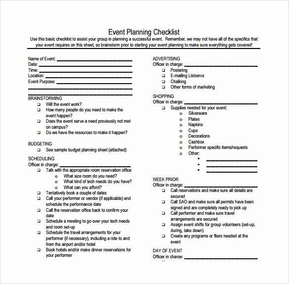 Party Planning Checklist Template Lovely 7 event Checklist Templates