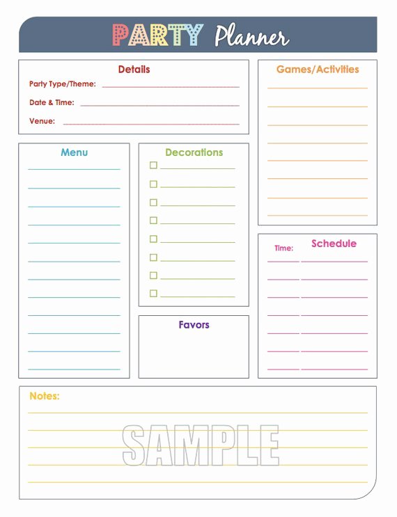 Party Planning Checklist Template Unique Party Planner and Party Guest List Set Editable organizing