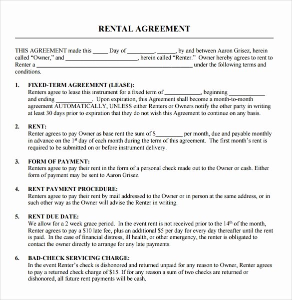 Party Rental Contract Template Lovely 9 Blank Rental Agreements to Download for Free
