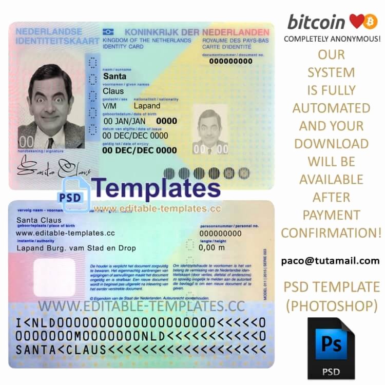 Passport Photo Template Psd Luxury Fully Editable Netherland Id Template Psd Template