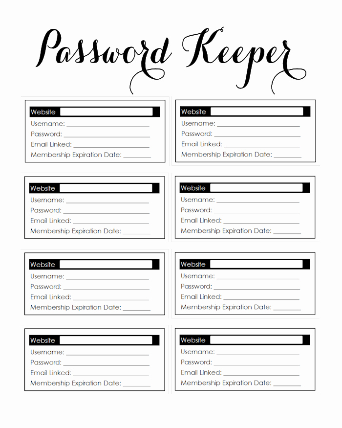 Password Log Template Pdf Beautiful Free Printable Family Planner the Girl Creative
