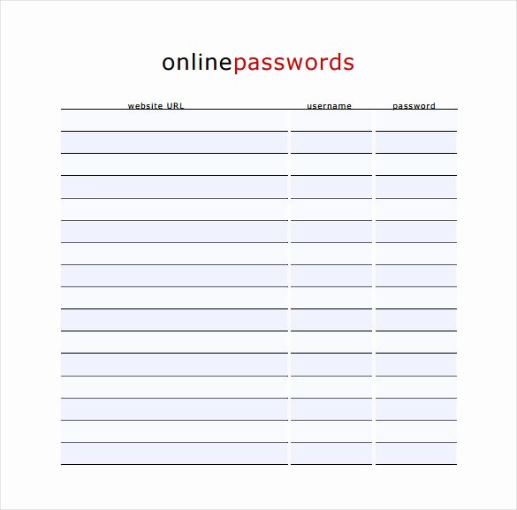 Password Log Template Pdf Elegant 8 Password Spreadsheet Templates Doc Pdf
