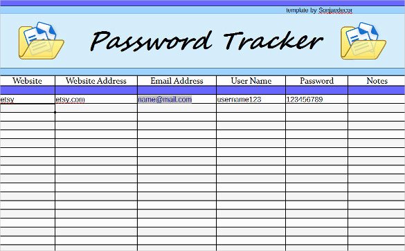 Password Log Template Pdf Unique 9 Sample Password Spreadsheet Templates Pdf Doc Excel