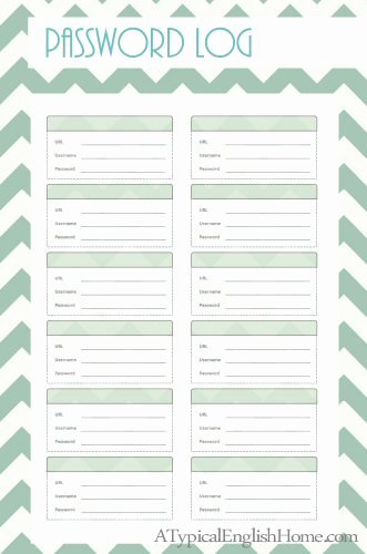 Password Log Template Pdf Unique A Typical English Home Blog Planner Printables the