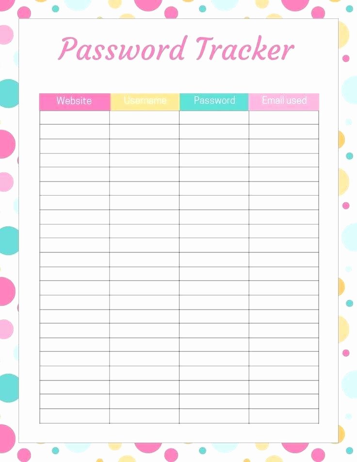Password Manager Excel Template Fresh Password organizer Template Excel Password List Template