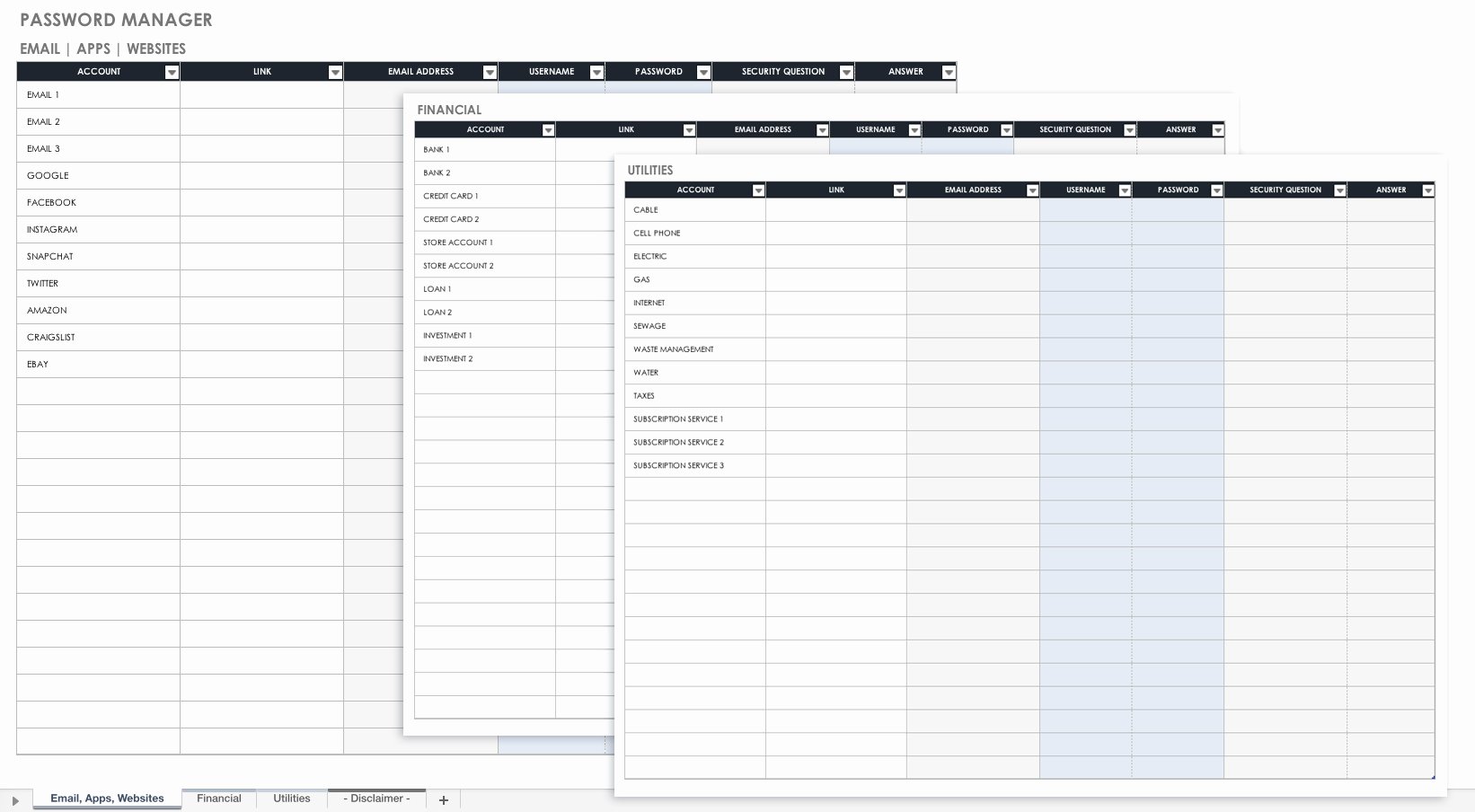 Password Manager Excel Template Inspirational Free Password Templates and Spreadsheets