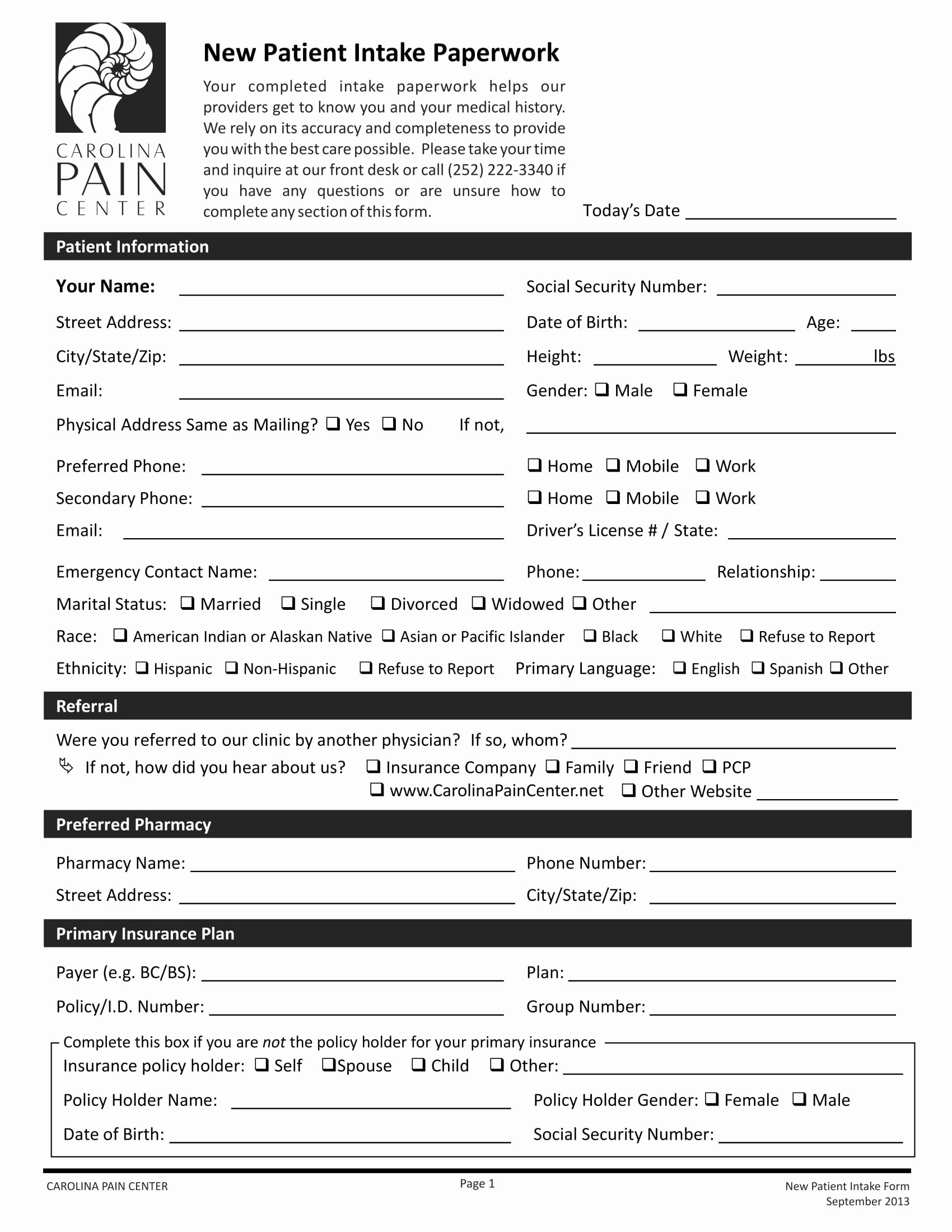 Patient Intake form Template New 4 New Patient Intake forms Pdf