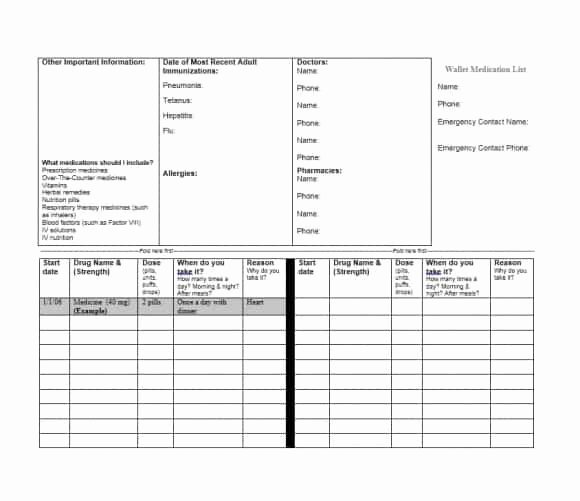 Patient Medication List Template Lovely 58 Medication List Templates for Any Patient [word Excel