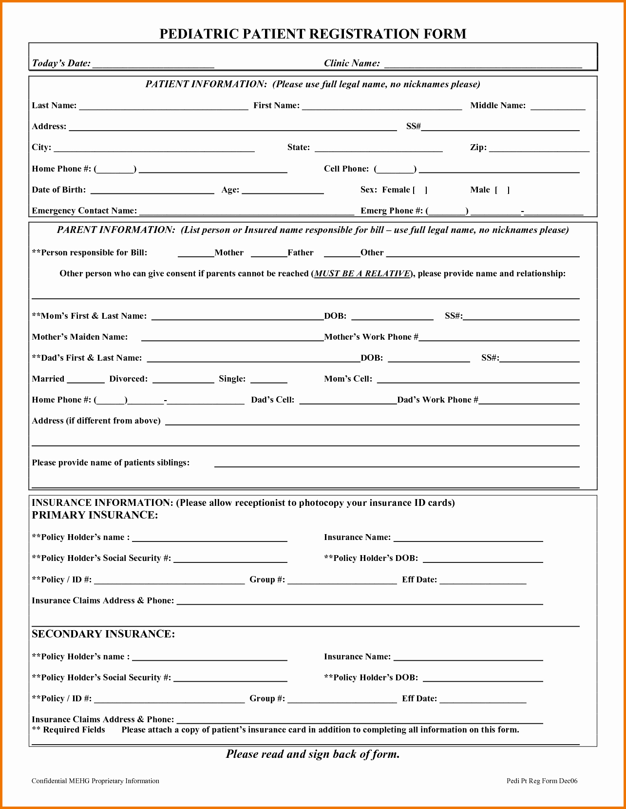 Patient Registration form Template Beautiful 29 Of Patient Medical form Template