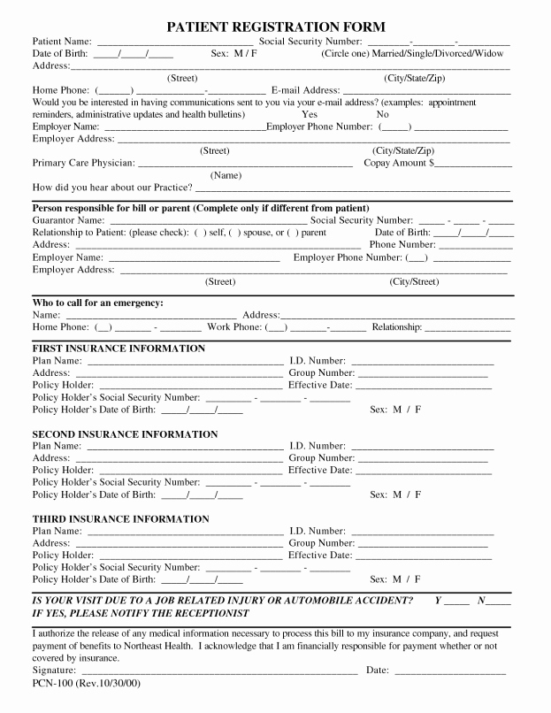 Patient Registration form Template Best Of Blank Medical forms Mughals