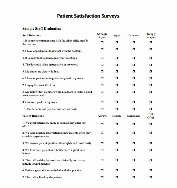 Patient Satisfaction Survey Template Awesome 10 Patient Satisfaction Survey Samples