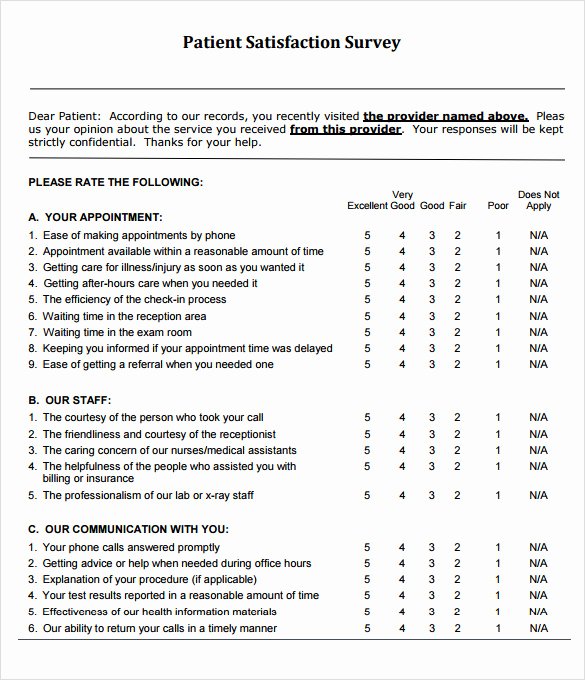 Patient Satisfaction Survey Template Beautiful 10 Patient Satisfaction Survey Samples