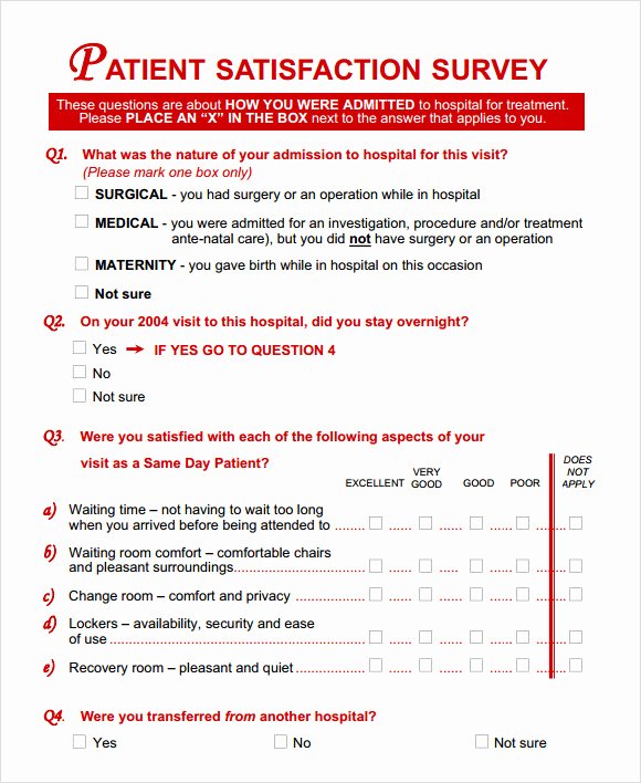 Patient Satisfaction Survey Template Lovely 11 Sample Patient Satisfaction Survey Templates to