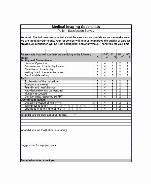 Patient Satisfaction Survey Template Unique Excel Survey Template 6 Free Excel Documents Download