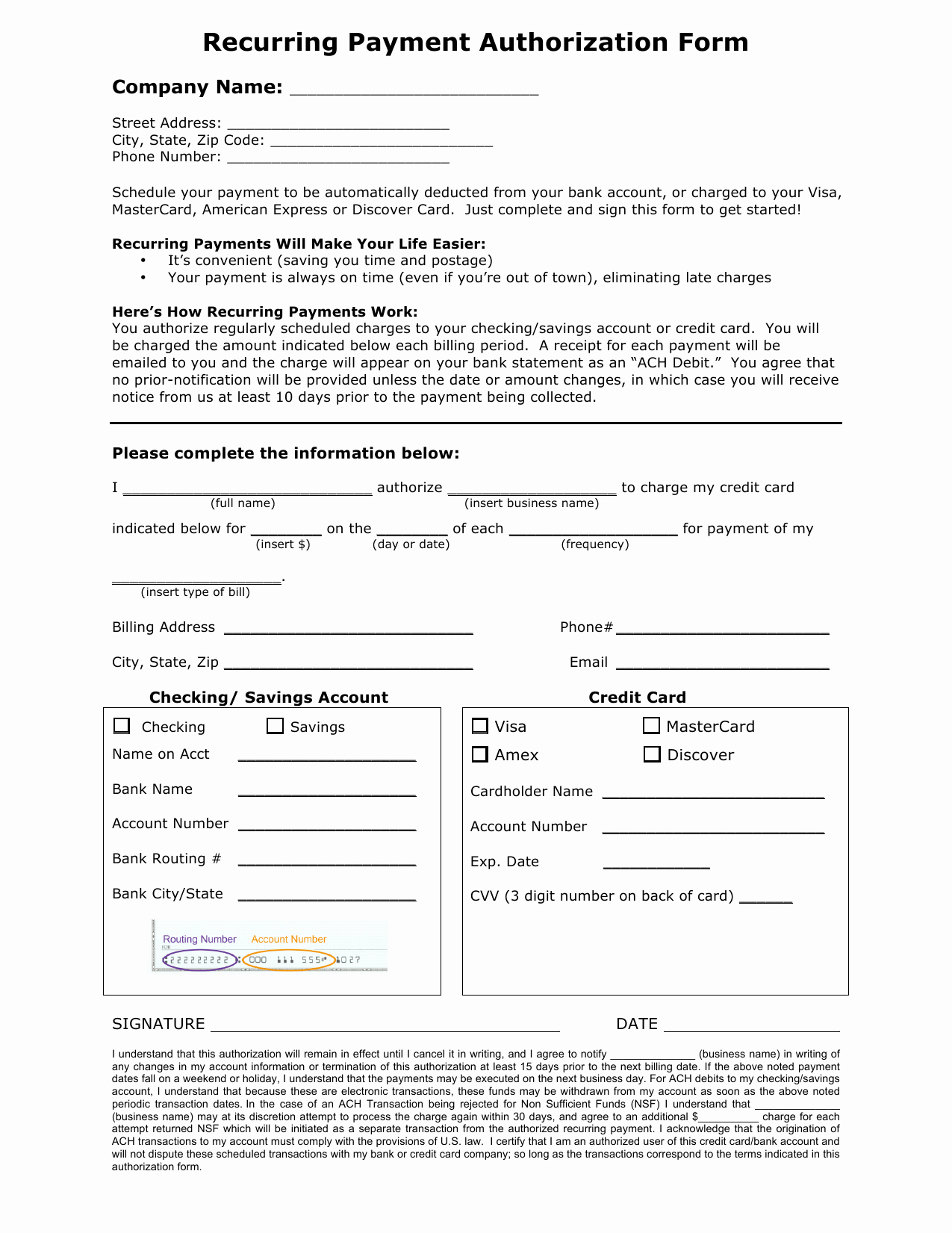 Payment Authorization form Template Awesome Download Recurring Payment Authorization form Template