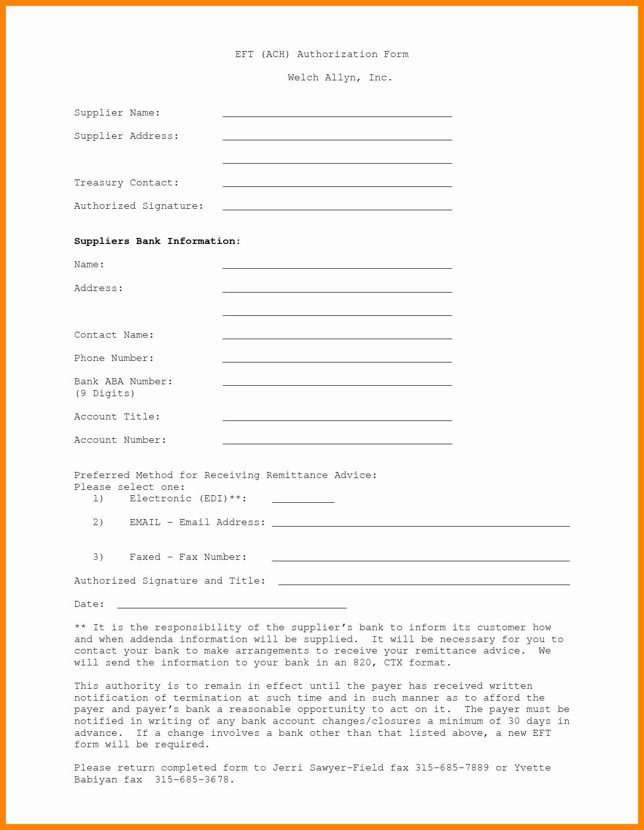 Payment Authorization form Template Best Of 10 Ach Payment form Template