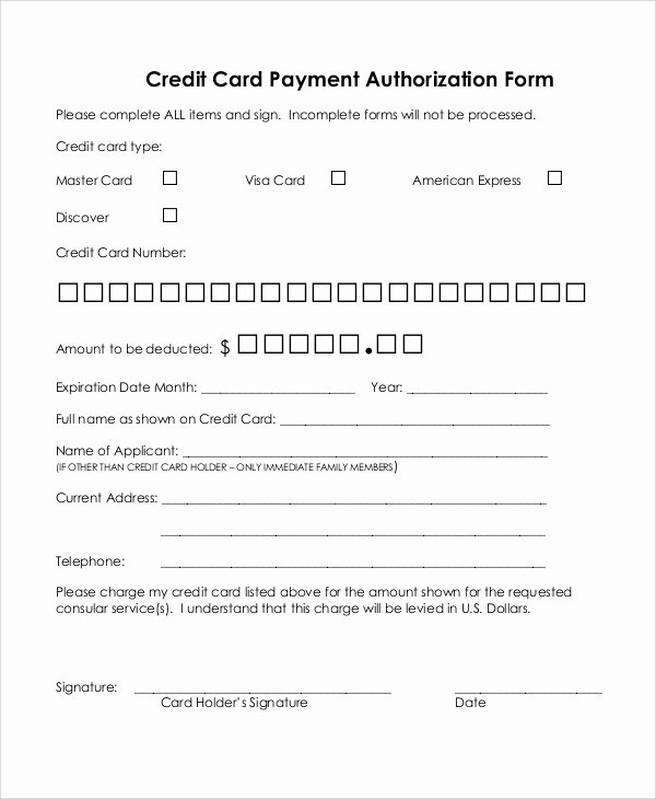Payment Authorization form Template Best Of 8 Credit Card Authorization form Samples