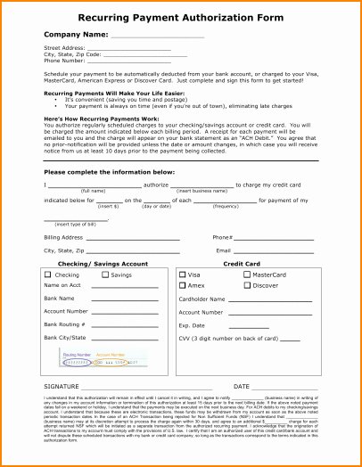 Payment Authorization form Template Fresh 14 Ach Payment Authorization form