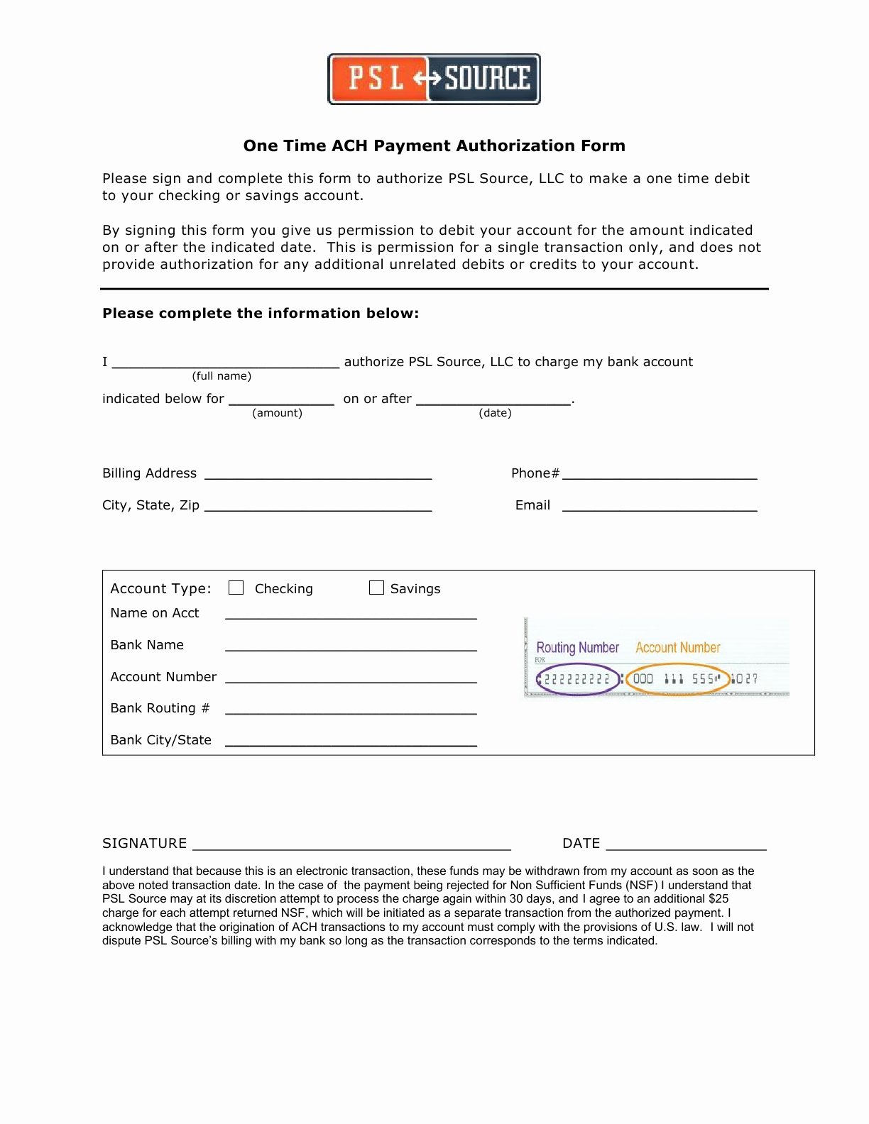 Payment Authorization form Template Unique 30 Of Free Ach Authorization form Template