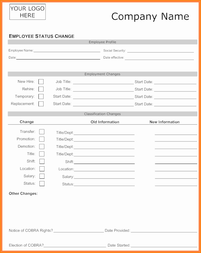 Payroll Change form Template Beautiful 8 Payroll Status Change form