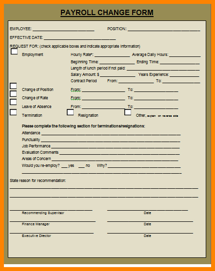 Payroll Change form Template Lovely 7 Payroll Change Notice Template