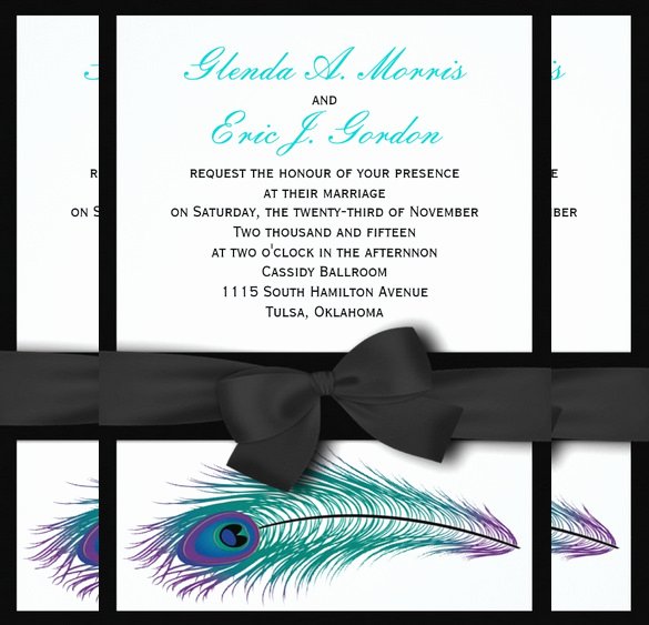 Peacock Invitations Template Free Lovely 13 Peacock Wedding Invitations Psd Jpg Indesign