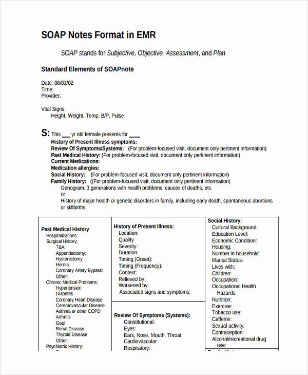Pediatric soap Note Template Beautiful 14 soap Note Examples Pdf
