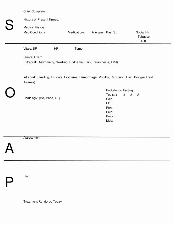 Pediatric soap Note Template Fresh soap Notes Dentistry Word