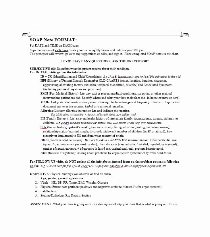 Pediatric soap Note Template New 40 Fantastic soap Note Examples &amp; Templates Template Lab