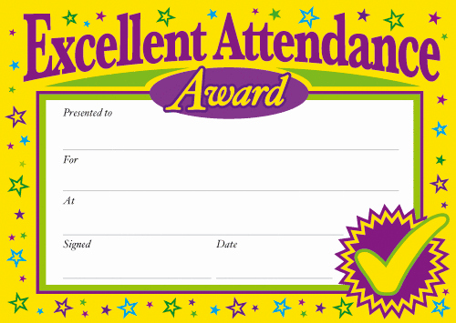 Perfect attendance Award Template Awesome Certificate Of attendance Templates