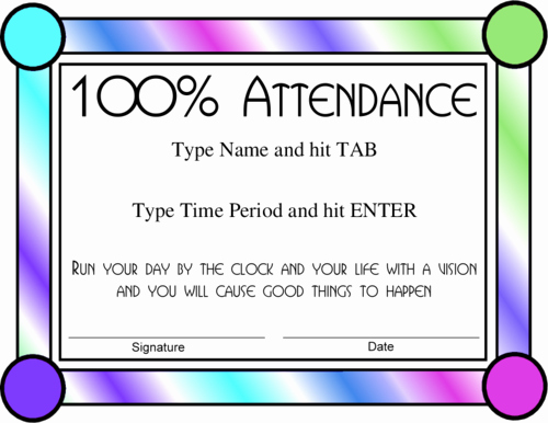 Perfect attendance Award Template Unique Best S Of Employee Perfect attendance Certificates