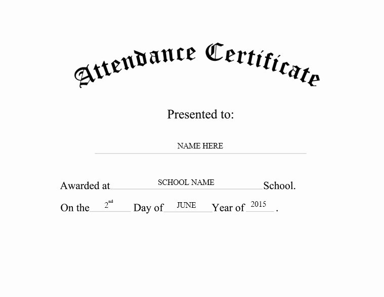 Perfect attendance Certificate Template Lovely 13 Free Sample Perfect attendance Certificate Templates